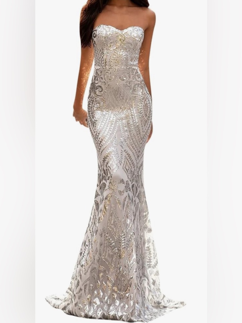 NWOT Sequin Mermaid Evening Gown ✨ Strapless Formal Dress- Size M